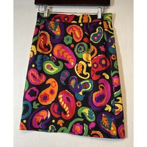 Louis Feraud‎ Size 36 Watercolor Couture Designer Pencil Skirt Paisley